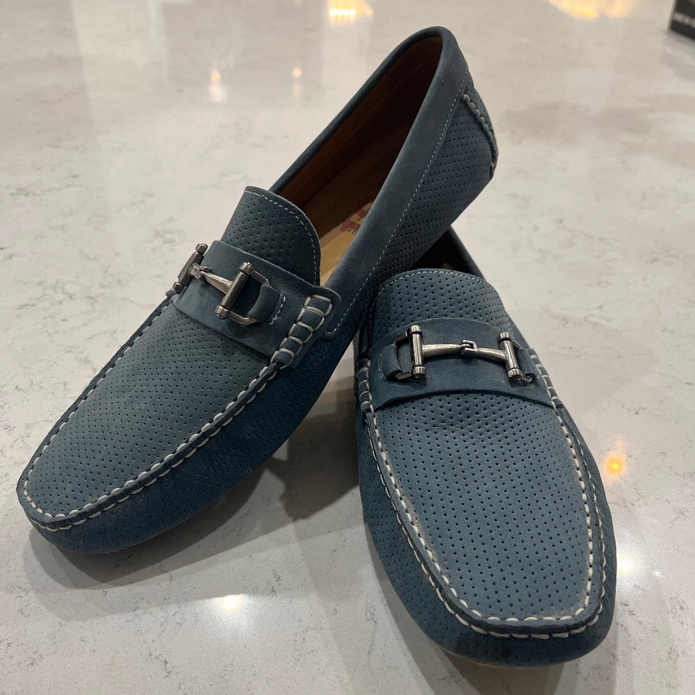 1901 Men’s Blue Leather Driving Loafers | Size 12M | Made in Brazil